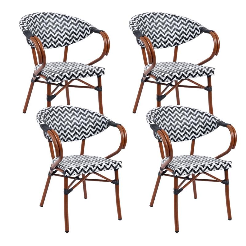 KLIK - Pack de 4 Sillas Bistro Parisina con reposabrazos - Blanca con negro