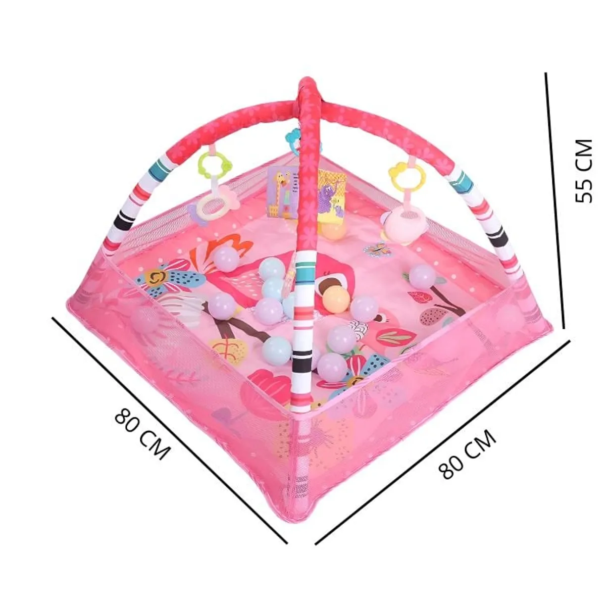 CRUSEC - Gimnasio Interactivo Tapete Piscina Pelotas Para Bebe - Rosa