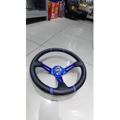 GENERICO - Volante de auto deportivo con boton de bocina sparco azul