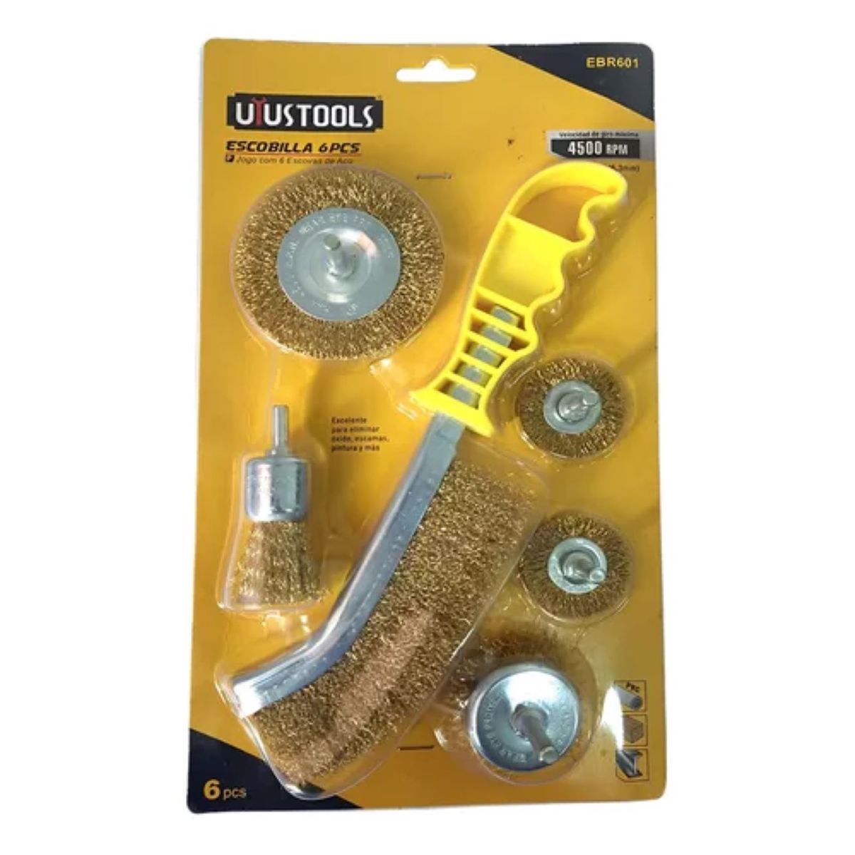 METALFER - Set 6 Pz Cepillos De Alambre Para Taladro Con Lija Pulidora