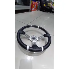 GENERICO - Volante de auto deportivo con boton de bocina sparco plata