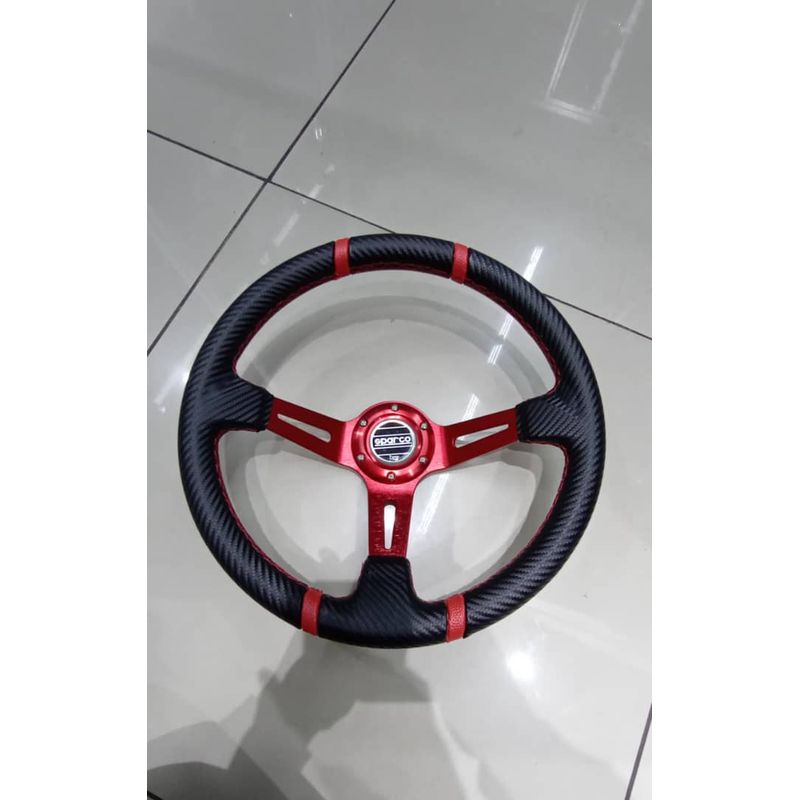 GENERICO - Volante de auto deportivo con boton de bocina sparco rojo