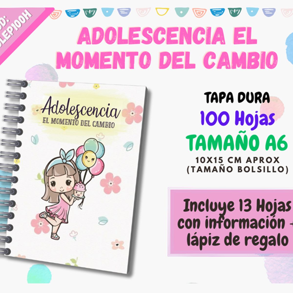 GENERICO - CUADERNO DE APUNTES ADOLESCENTE A6 - 100 HOJAS