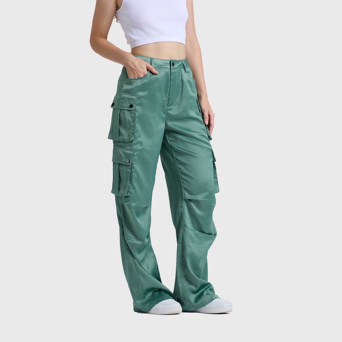 FASHION'S PARK - Pantalón Mujer Cargo Verde Olivo Claro Fashion's Park