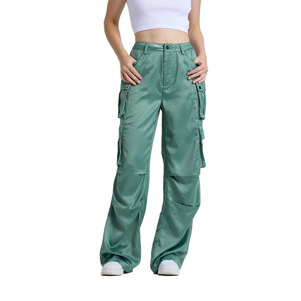 FASHION'S PARK - Pantalón Mujer Cargo Verde Olivo Claro Fashion's Park