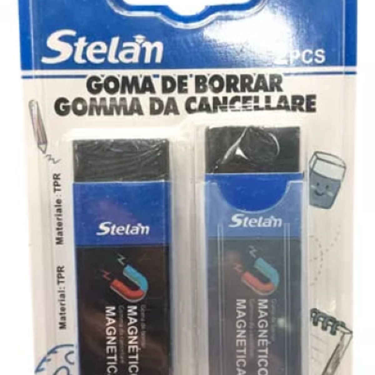 GENERICO - Goma De Borrar Magnético Color Negro Pack 2 Unidades