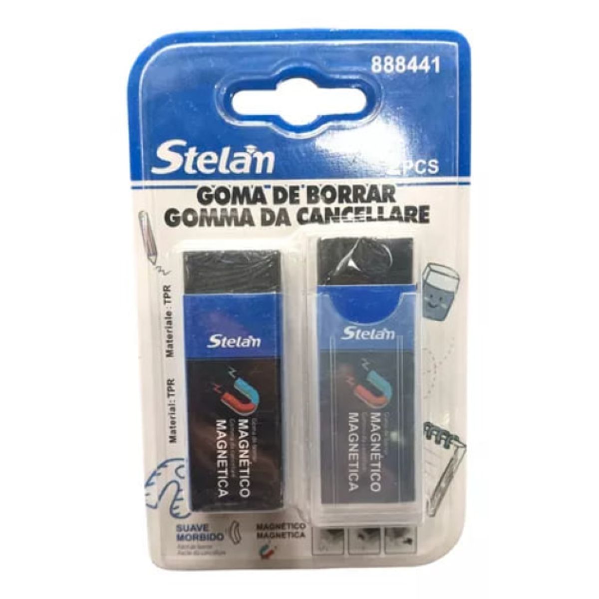 GENERICO - Goma De Borrar Magnético Color Negro Pack 2 Unidades