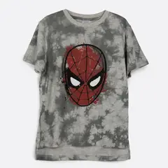 MARVEL - Polera Manga Corta Niño Tie Dye Spiderman Gris