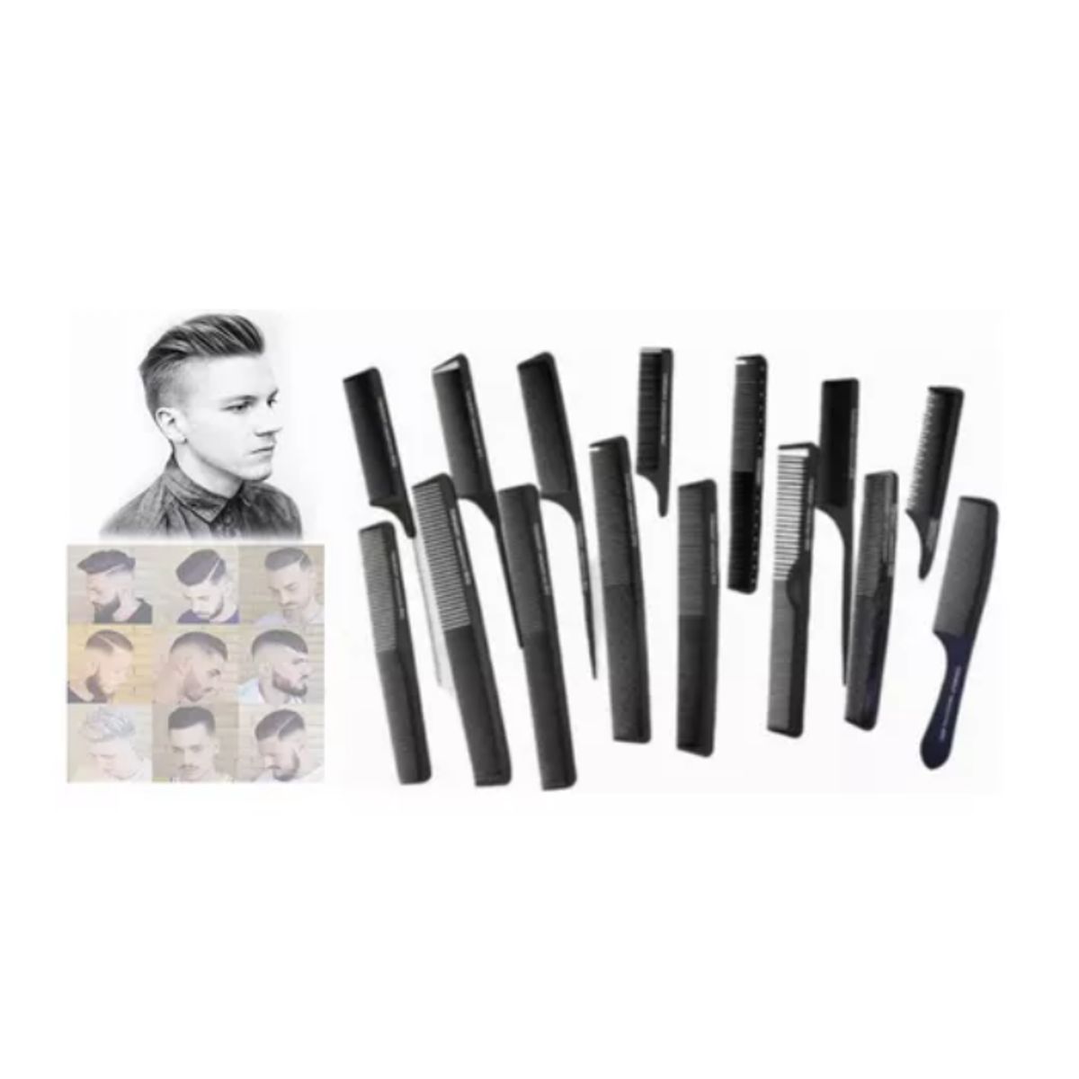 GENERICO - Set De 15 Peinetas Peines Profesionales Carbón