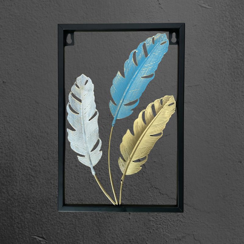 GENERICO - Adorno de Pared Colgante Diseño Plumas Hojas 30x20cm