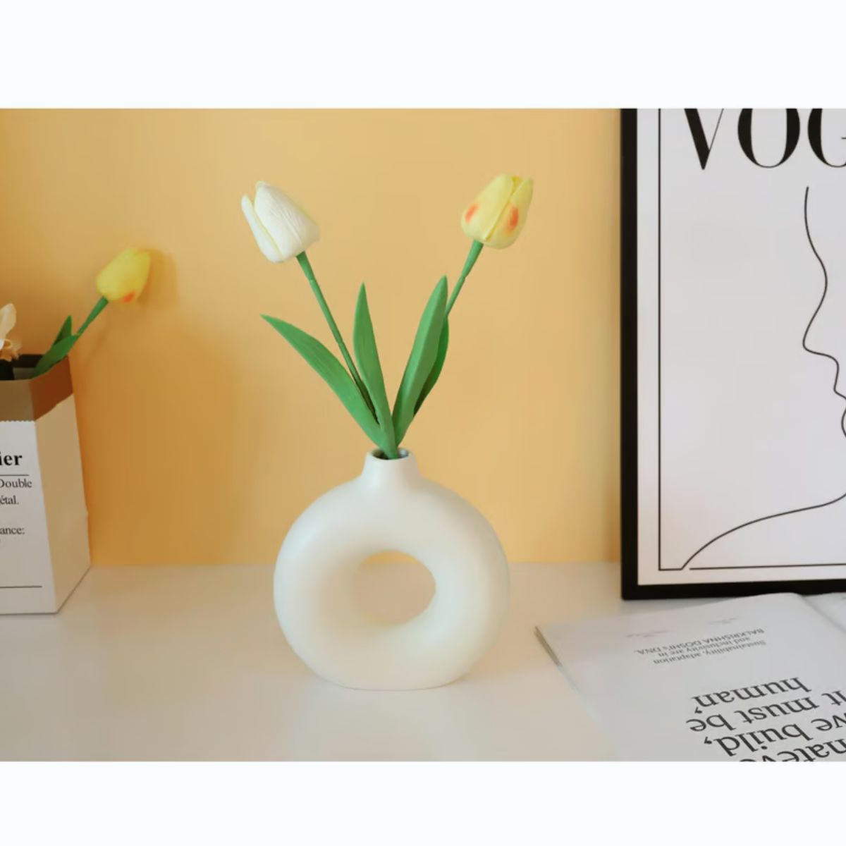 GENERICO - Jarron Decorativo Ceramica Florero redondo 18cms