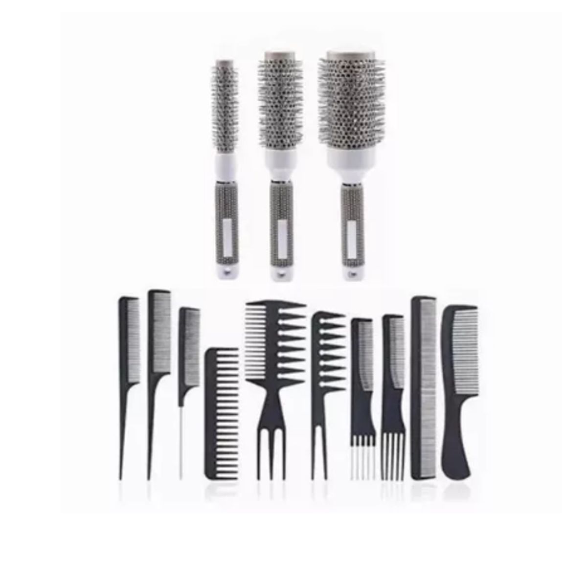 GENERICO - Set 3 Cepillos Térmicos Brushing Alisado + Set 10 Peinetas