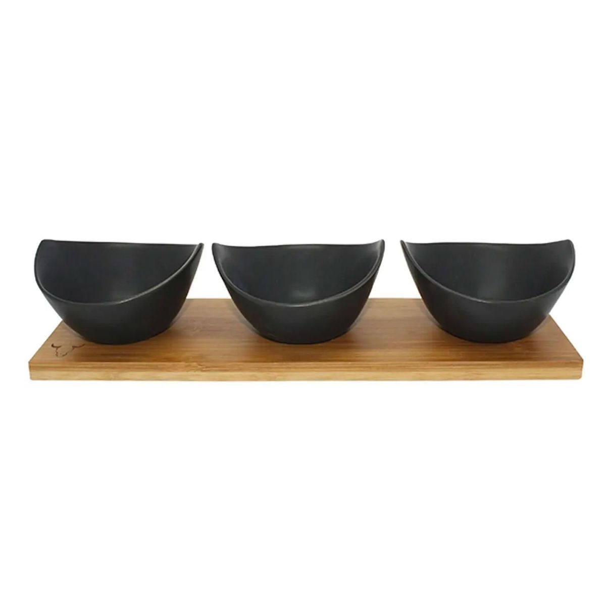 WAYU - Set Wayu 3 Bowls Ceramica Con Bandeja 30cm Aperitivo Cocina.