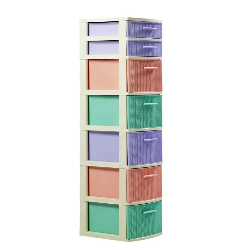 QRUBBER - Cajonero 7 Niveles Candy Multicolor tipo Rattán MQ QRubber