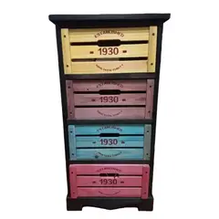 GENERICO - GABINETE MADERA  4 CAJONES COLORES