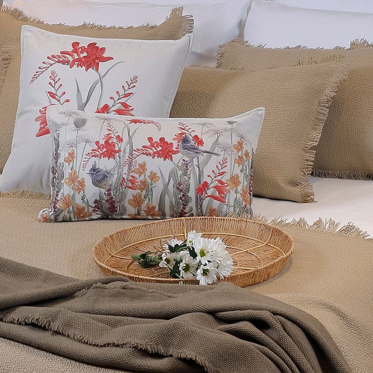 MARGARITA SCHEEL BY CASA ALVARINHO - Funda Cojín Lino Jardín Cachuditos 50x30 cm