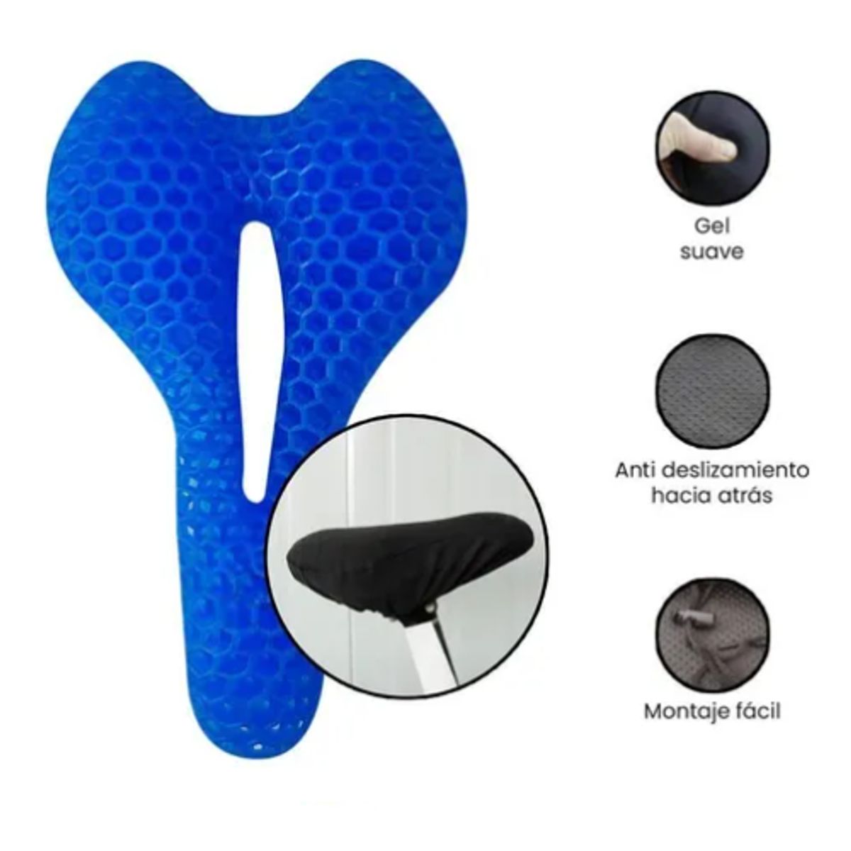 GENERICO - Cojín Flexible De Gel Asiento Para Bicicletas Con Funda