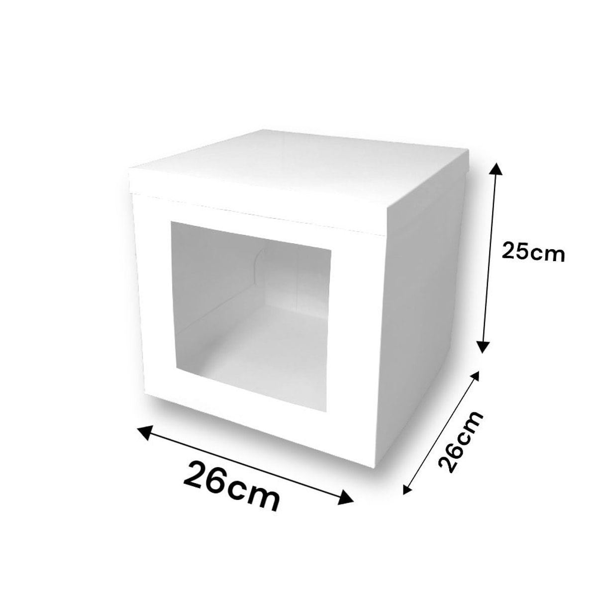 GENERICO - Pack 5 Cajas Altas Para Tortas Pequeñas 26x26x25cm Con Visor