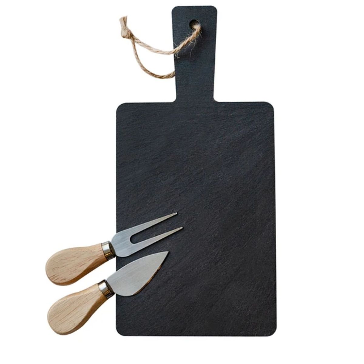 WAYU - Set Aperitivo 3 Piezas Tabla 28x14cm Piedra Pizarra Wayu Cocina