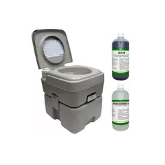 GENERICO - Baño Quimico Portatil 20 Litros Inodoro +2 Liquidos Limpieza