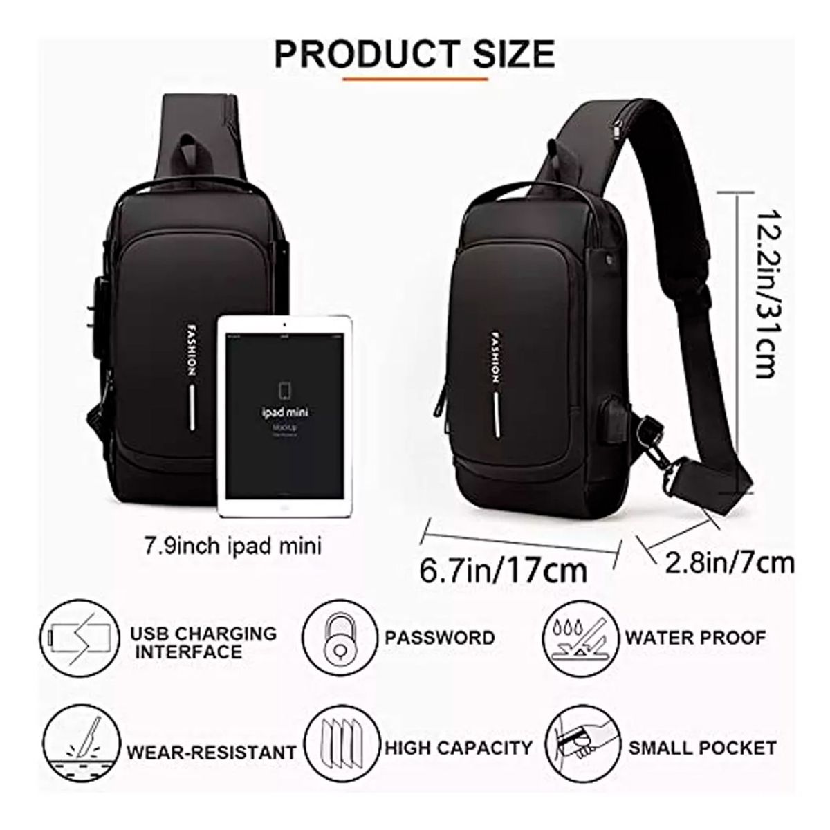 GENERICO - Bolso Antirrobo Con Puerto De Carga Usb Impermeable