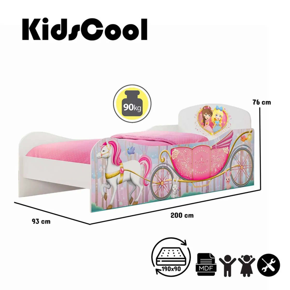 KIDSCOOL - Cama Infantil Carruaje Blanco