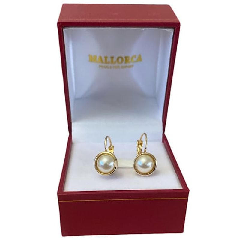 MALLORCA - AROS COLGANTES PERLAS DE MALLORCA 10mm BORDE ENCHAPADO EN ORO 18K
