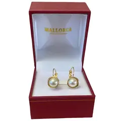MALLORCA - AROS COLGANTES PERLAS DE 10mm BORDE ENCHAPADO EN ORO 18K