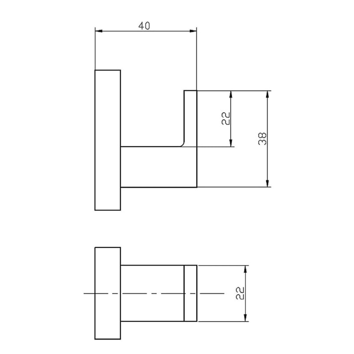 STRETTO - Percha Gancho Colgador Simple Para toallas Modelo Taff Stretto