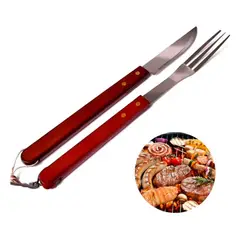 GENERICO - Set Parrillero Para Asado Kit Parrillero Cuchillo + Tenedor