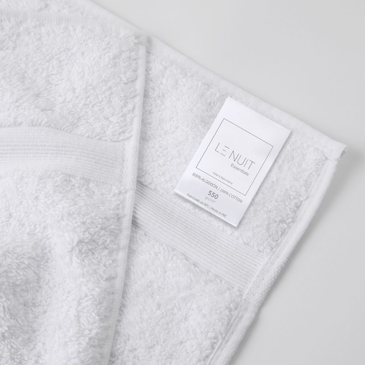 LE NUIT - Toalla de Cara 550 grs/mt2 100% Algodón Essentials Blanca