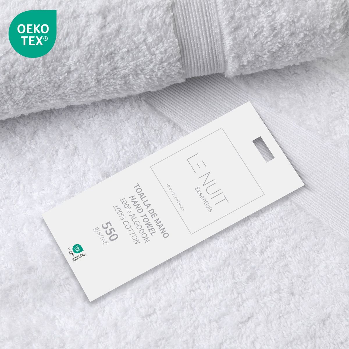 LE NUIT - Toalla de Cara 550 grs/mt2 100% Algodón Essentials Blanca