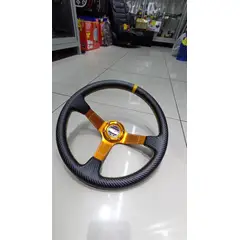 GENERICO - Volante auto deportivo con boton bocina sparco dorado liso
