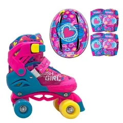 RUSH GIRL - Patines 4 Ruedas Ajustable con accesorios T34-37