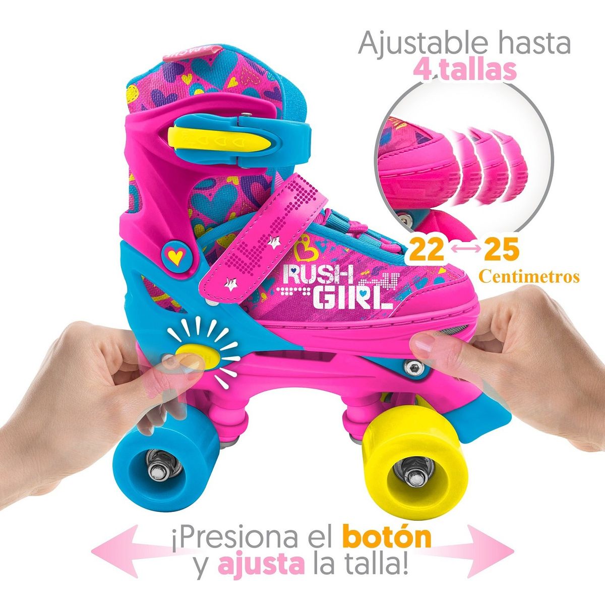 RUSH GIRL - Patines Niña Rush Girl Ajustable con accesorios T34-37