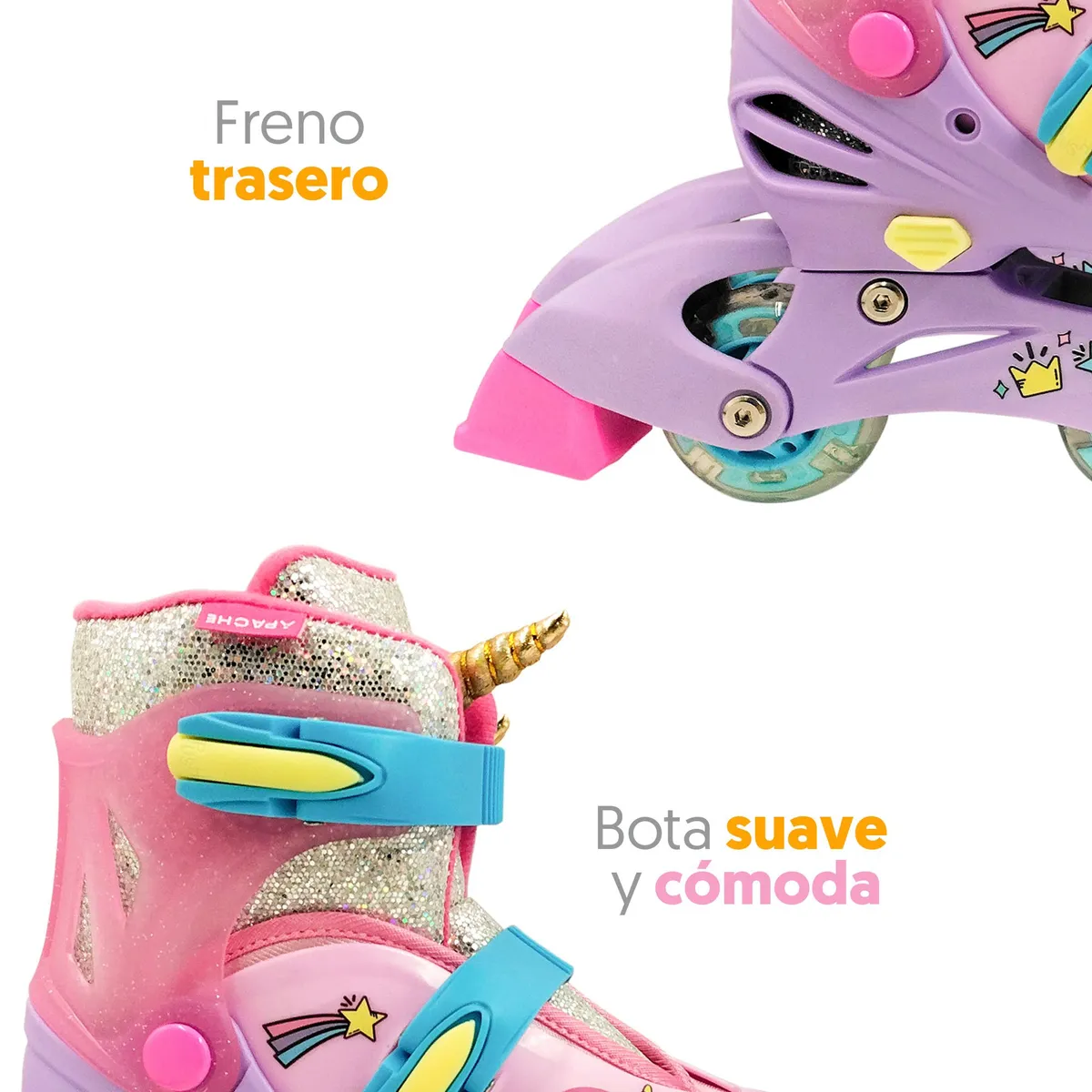 RUSH GIRL - Patines de niña 2 En 1, 3 Ruedas Rush Girl-rosado 29 A 33