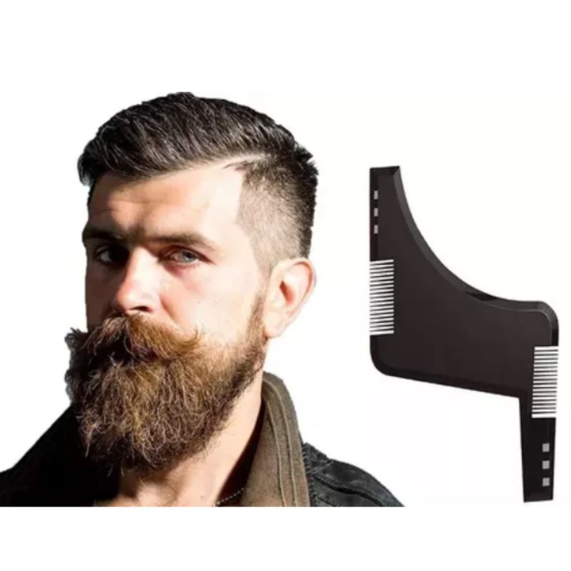 GENERICO - Peine Plantilla Para Corte Barba Afeitado Bigote Negro-Marron
