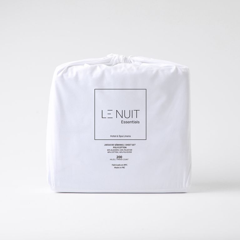 Sabanas 2 Plazas Polycotton Percale 200 Hilos Essentials Liso Blanco