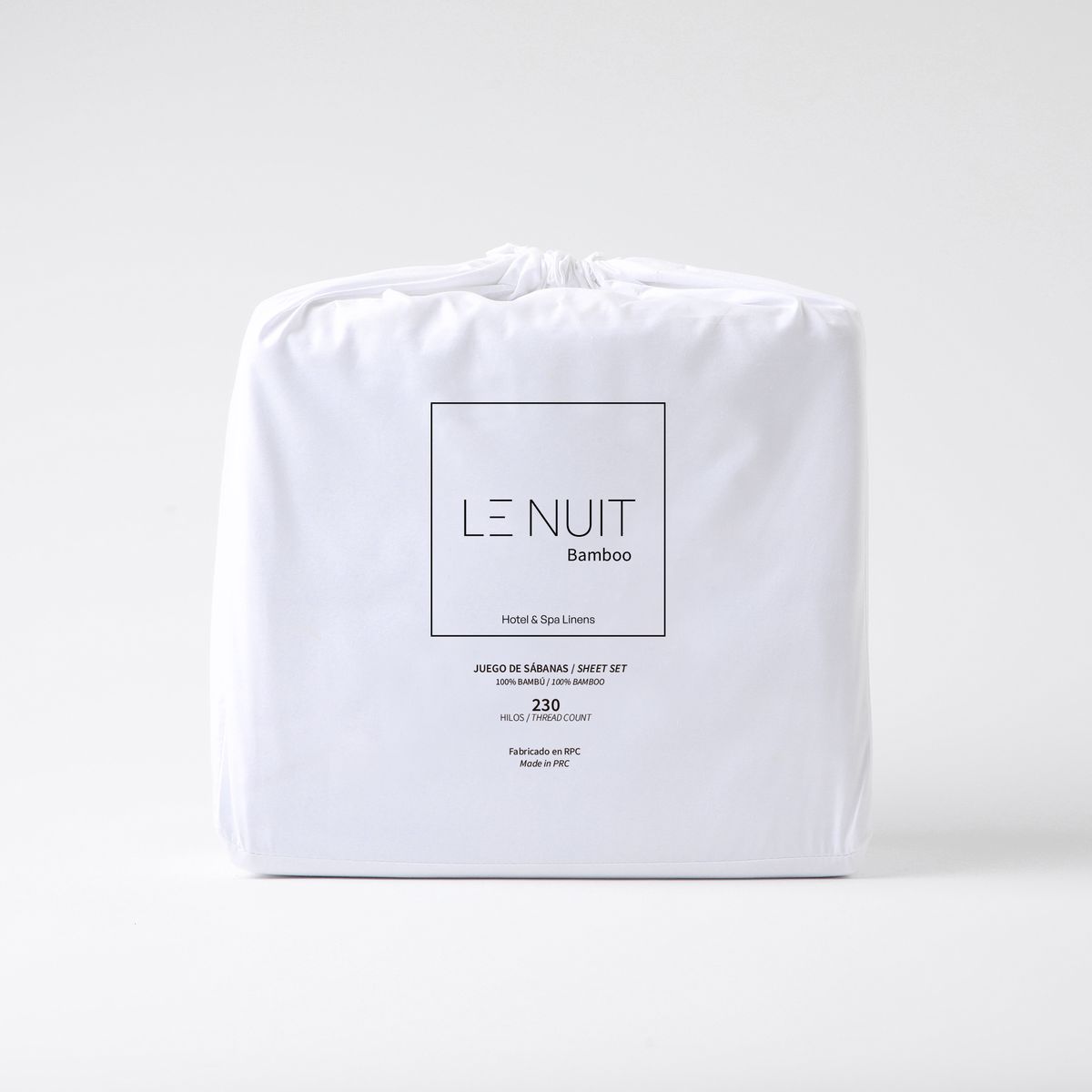 LE NUIT - Sábanas 1,5 Plazas 100% Bambú Twill 230 Hilos Essentials Liso Blanco