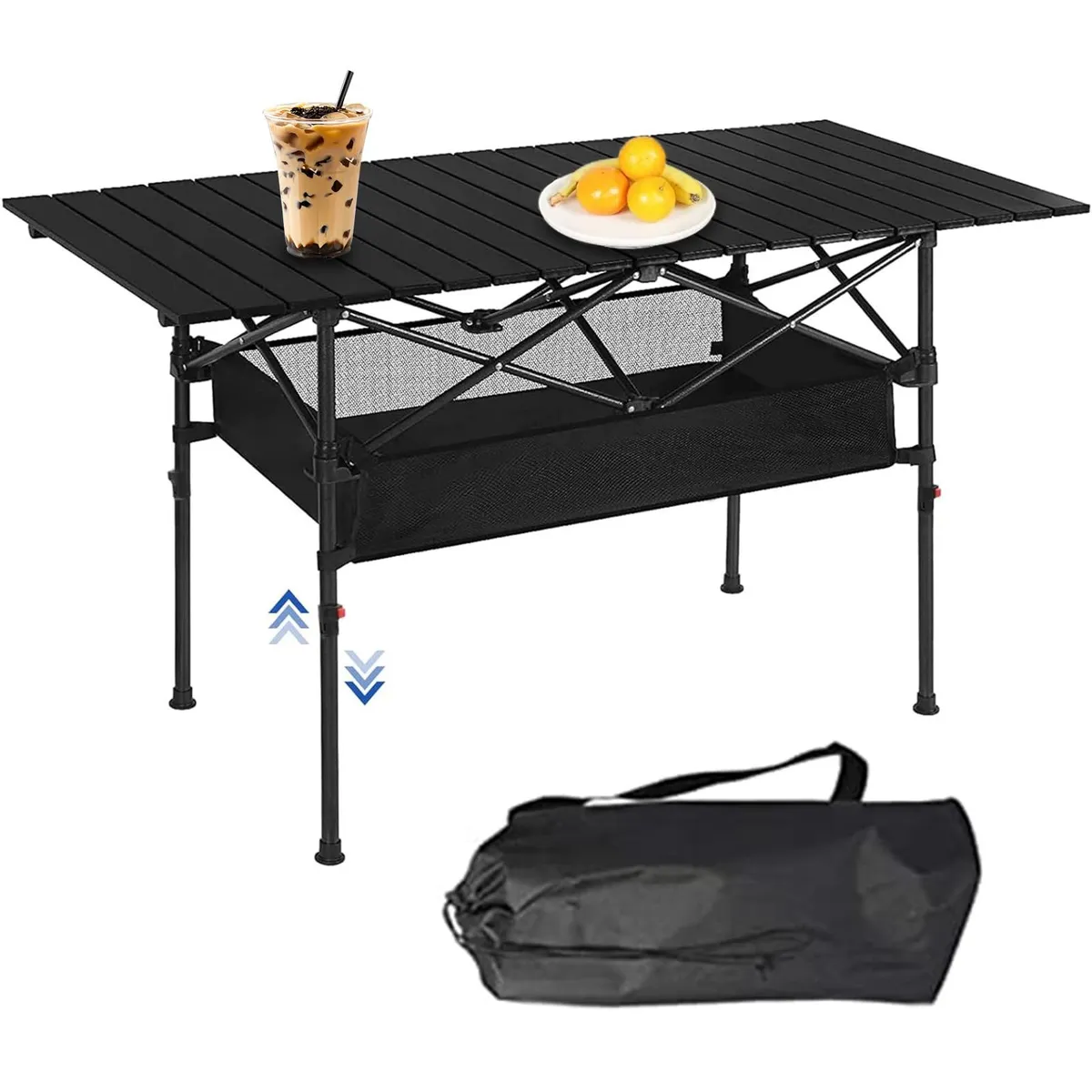 EVERSO - Mesa Plegable Para Camping Portatil Multiuso Exteriores Negr