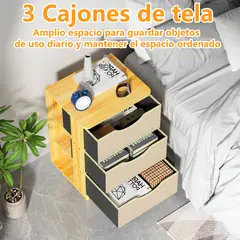 YAYKO - Mesa de noche de tela de color nogal 3 sorteo