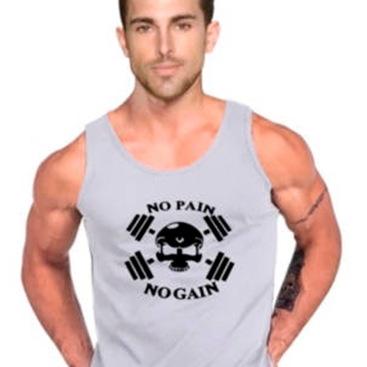 GENERICO - Polera No Pain No Gain Skull Tank Gym Gimnasio Crossfit Swag
