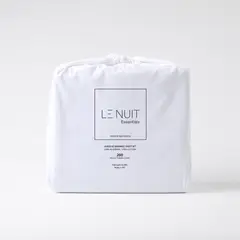 LE NUIT - Set Sábanas 1 Plaza 100% Algodón 200 Hilos Essentials Liso Blanco
