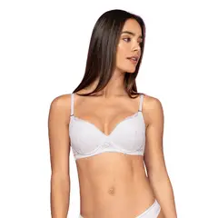 LEONISA - Sostén de realce suave en encaje con breteles multiusos 71326 Azul Claro