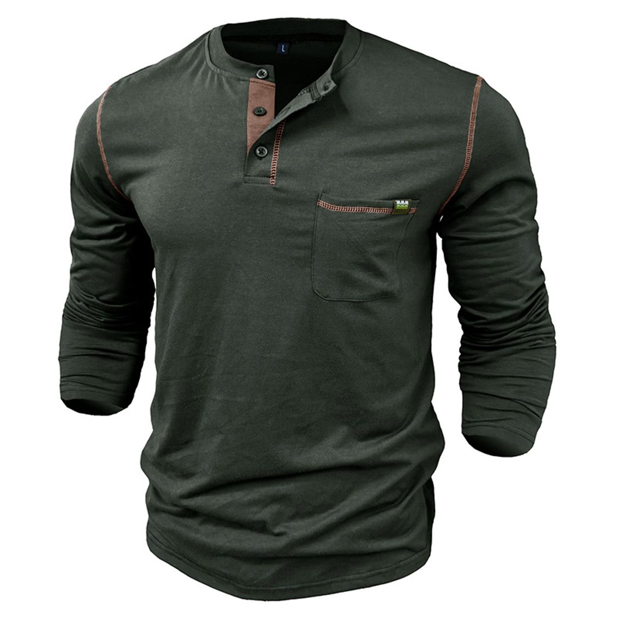 BLWOENS - Polera de manga larga para hombres en primavera y otoño - Gris