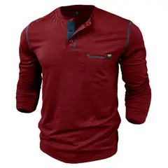 BLWOENS - Polera de manga larga para hombres en primavera y otoño - Rojo
