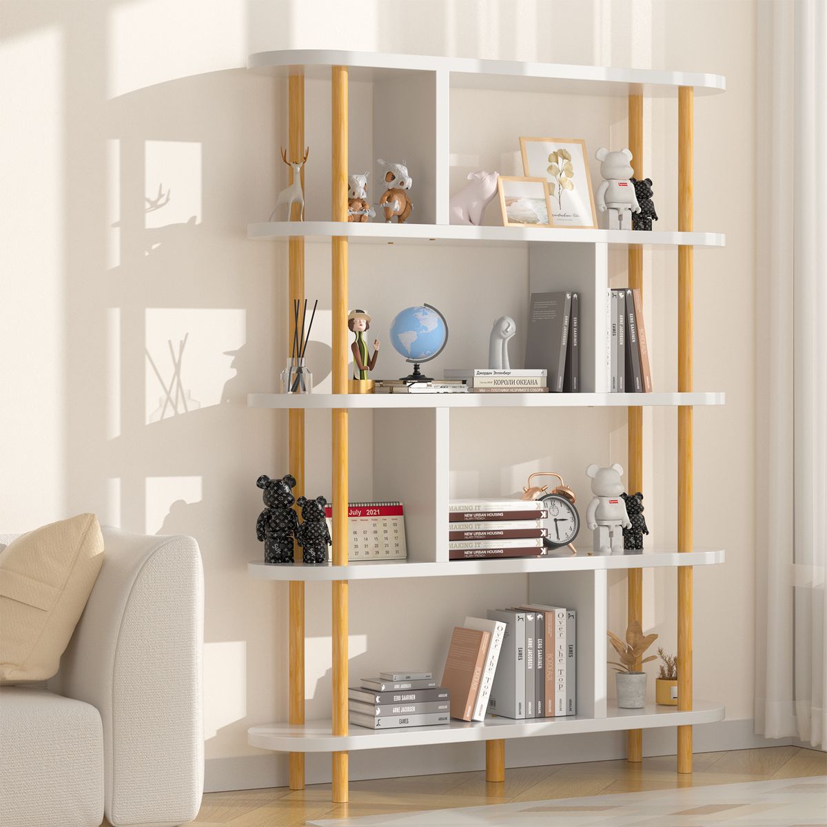 AIZO - Biblioteca  Librero AIZO Organizador Estantes 5 Niveles 136x80cm