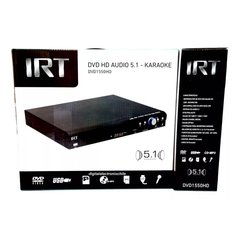 IRT - Reproductor Dvd Hd Player Karaoke Irt Audio 5.1 Usb Hdmi