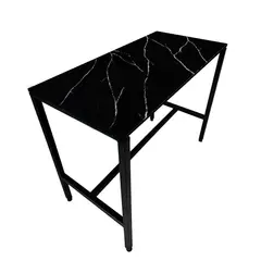 BM BRUNO MARMOL - Barra Comedor Cuarzo Negro Marquina 140x70x110 cm