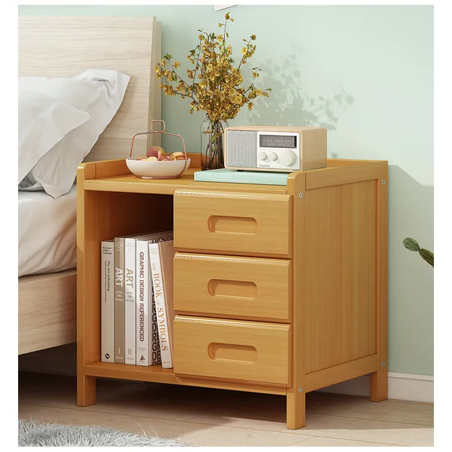YOMYM - Velador 2 Niveles Bambú Con 3 Cajones 42x31x45cm